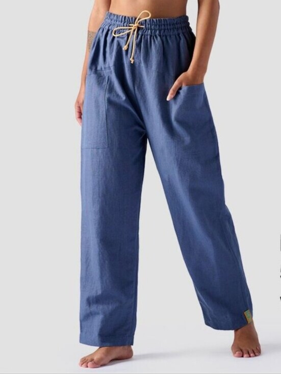 Backcountry Pants - BackcountryTextured Cotton Linen Pull On Pant - Women's Small Petite Blue